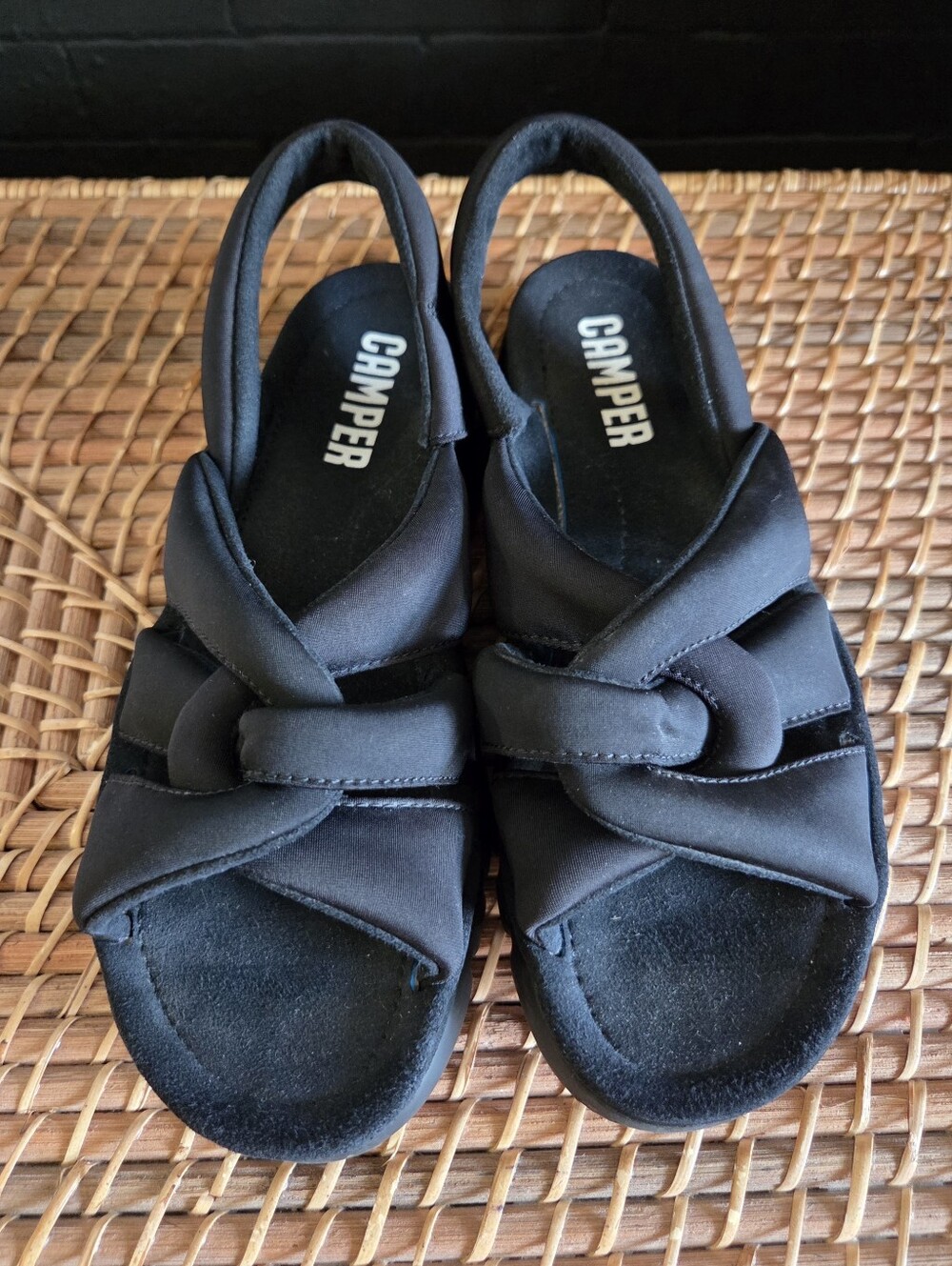 Camper Black Knotted Slingback Sandals